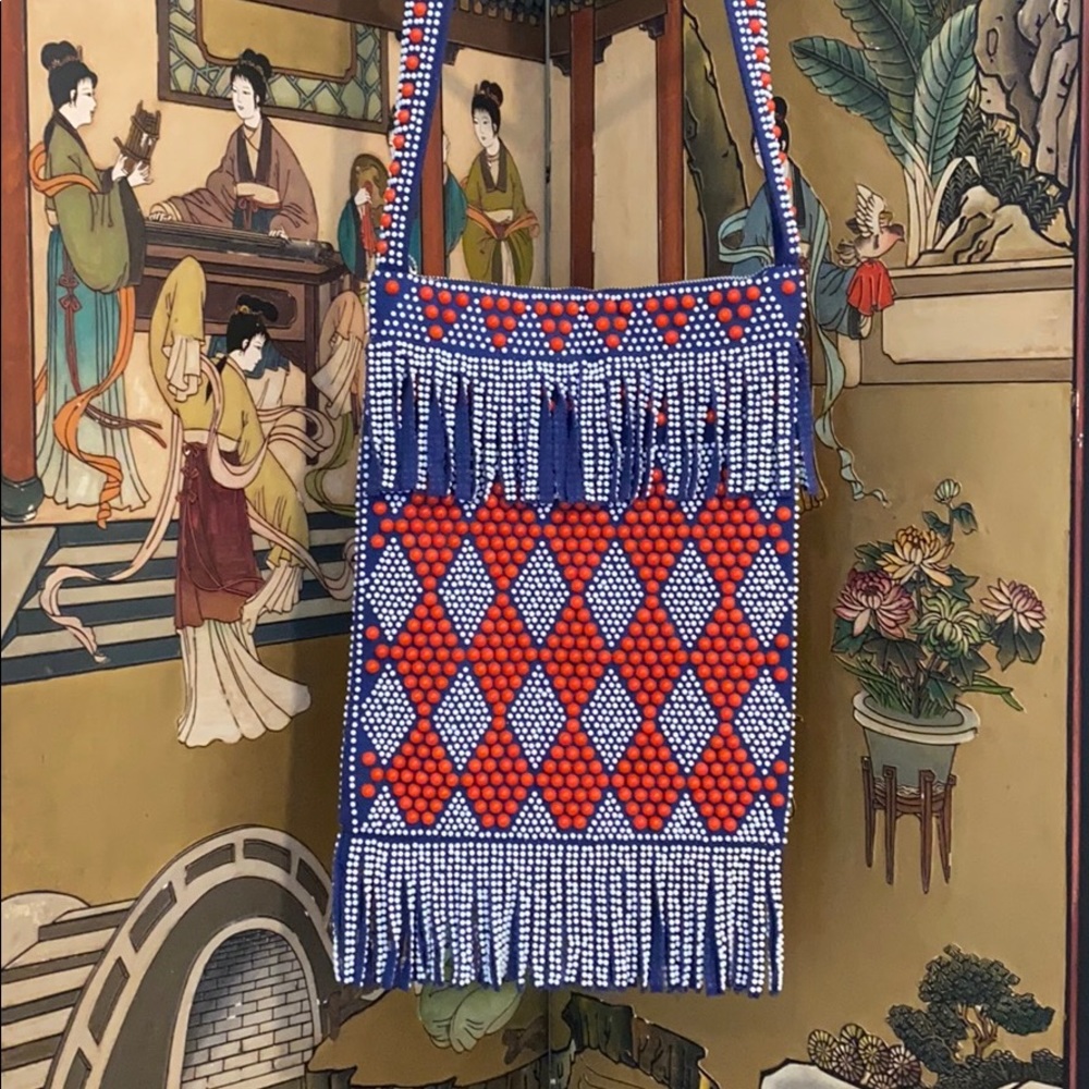 Vintage Beaded Fringe Bag